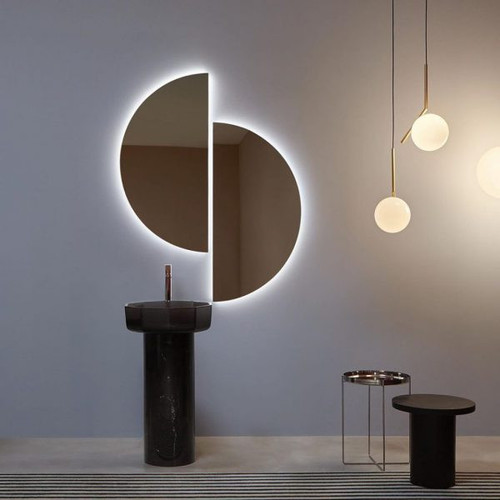 آینه بک لایت نیم دایره جفت لمسی و ساده در سایز های مختلف