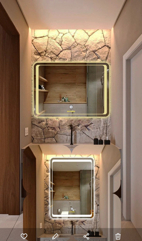 آینه بک لایت مستطیل لمسی ساده ضدآب ضدبخار در سایزهای مختلف