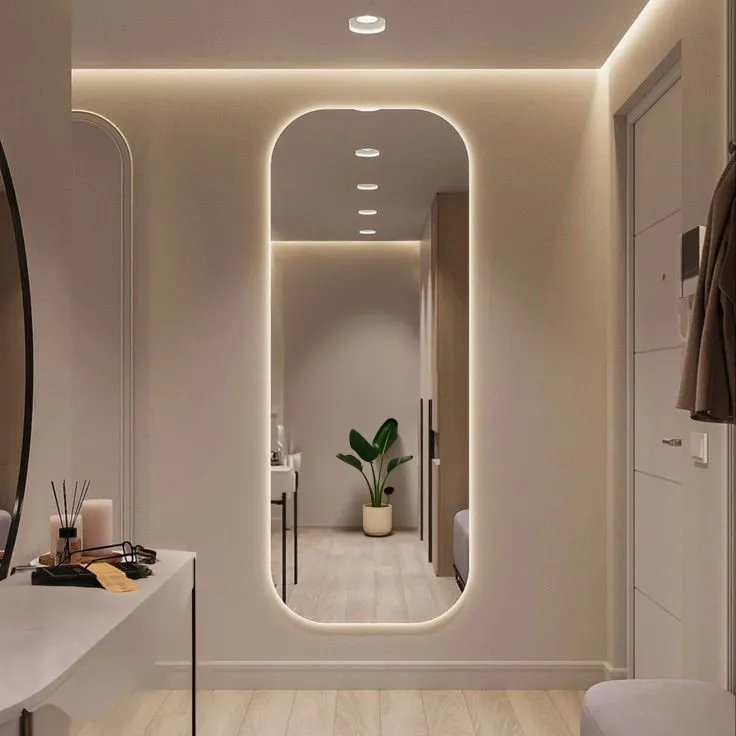 آینه بک لایت معمولی و قدی ساده و آپشنال به سفارش شما در انواع سایز و طرح