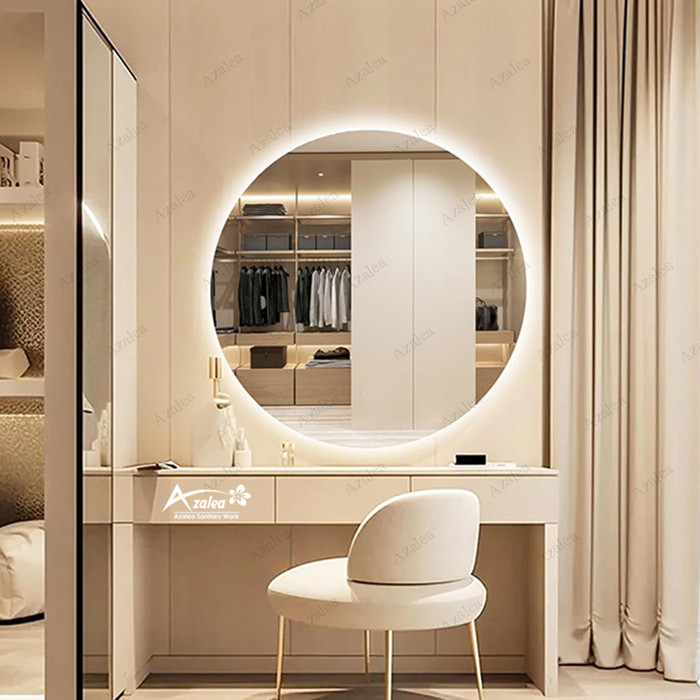 آینه بک لایت گرد لمسی و ساده در سایز ها و رنگ نورهای مختلف