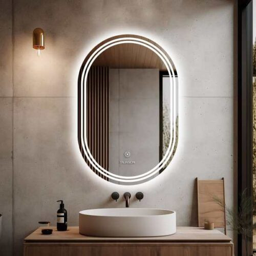 آینه بک لایت مستطیل لمسی ساده ضدآب ضدبخار در سایزهای مختلف