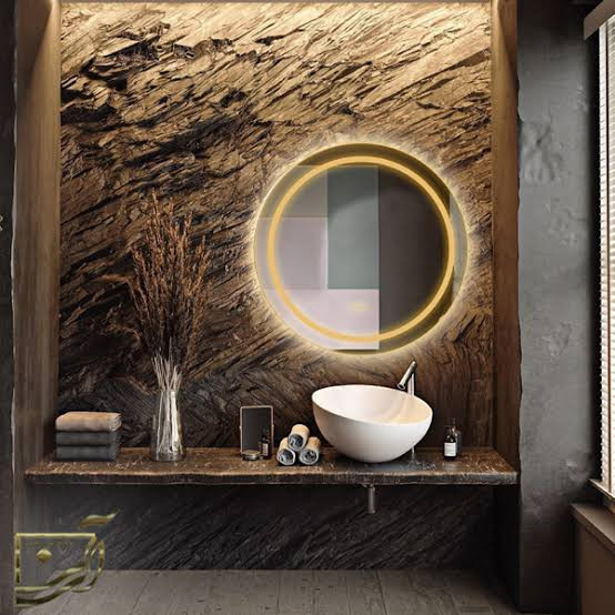 آینه بک لایت گرد لمسی و ساده در سایز ها و رنگ آپشن هاو نورهای مختلف