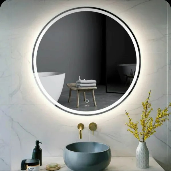 آینه گرد بک لایت ساده و لمسی در انواع اپشن طرح و سایز به سفارش شما با بالاترین کیفیت